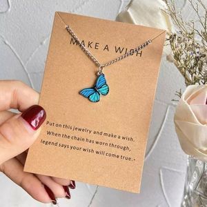Make A Wish Butterfly Pendant Necklace - Blue